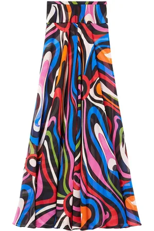 Puccini Marmo-print silk maxi skirt