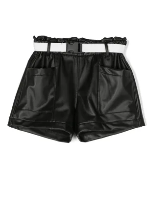 Le pandorine Faux-leather belted shorts