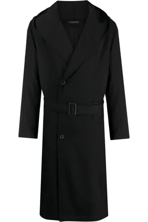 YOHJI YAMAMOTO Belted hooded wool trench coat