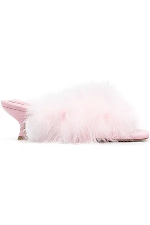 Sleeper Feather-detailed kitten heel sandals