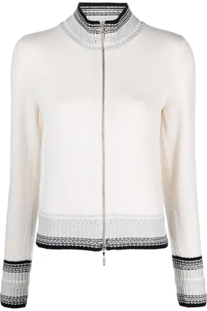 Barrie Mottled zip-up cashmere cardigan