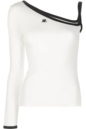 Courrèges Logo-embroidered one-shoulder top