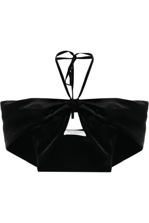 Serafini Velvet-effect halterneck cropped top