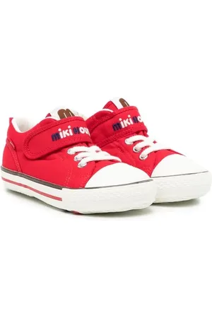 Miki House Logo-embroidered touch-strap sneakers