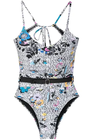 AMIR SLAMA Floral-print belted swimsuit