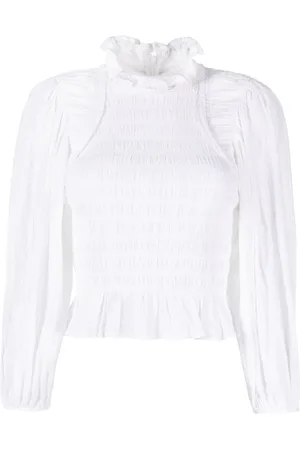 Marant Etoile Shirred cotton-blend blouse