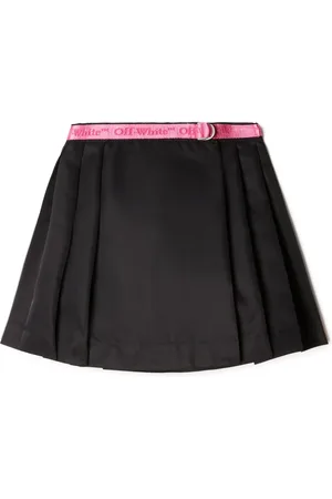 OFF-WHITE Bookish logo-belt pleated skirt
