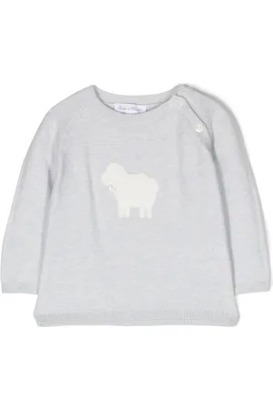 Tartine Et Chocolat Faux-shearling trim crew-neck jumper