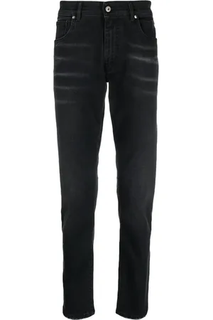 SALVATORE SANTORO Logo-patch cotton slim-fit jeans
