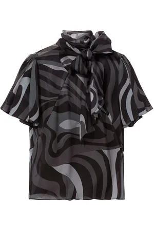 Puccini Marmo-print silk georgette top