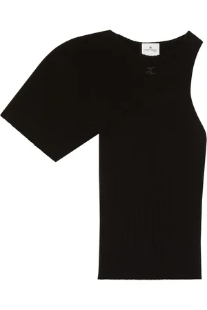 Courrèges Asymmetric wave ribbed-knit jumper