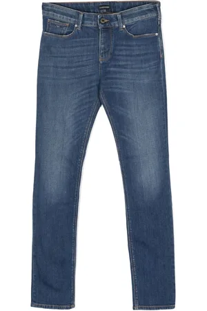 Emporio Armani Logo-plaque mid-rise slim-cut jeans