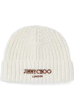Jimmy Choo Logo-embroidered ribbed-knit beanie