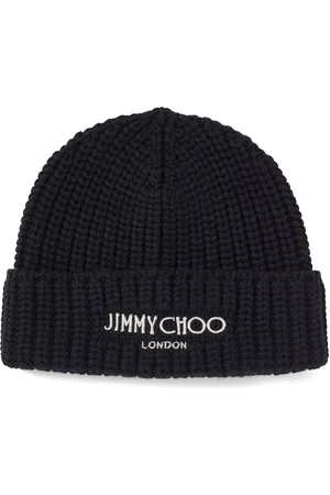 Jimmy Choo Logo-embroidered ribbed-knit beanie