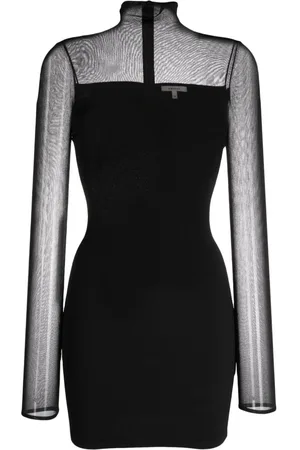 Nensi Dojaka Roll-neck semi-sheer-panelled minidress