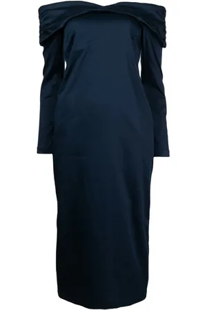 Kika Vargas Off-shoulder long-sleeve midi dress