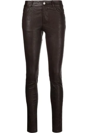 Faux Leather Trousers Shiny Wetlook Skinny Slim Fit With Studs KouCla -  Black | eBay