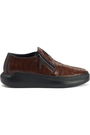 Giuseppe Zanotti Crocodile-effect leather slip-on sneakers