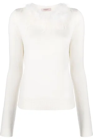 Twin-Set Faux fur-trim knitted top