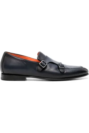 santoni Double-buckle leather monk shoes