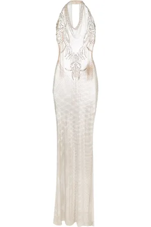 GENNY Rhinestone-embellished sheer gown