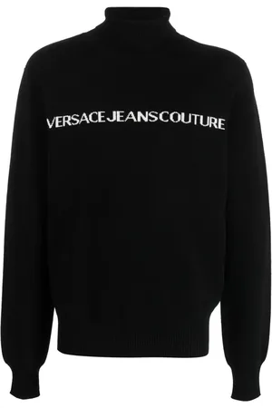 VERSACE Logo-print roll-neck jumper