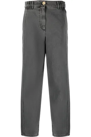 Patou Embroidered-logo straight-leg jeans