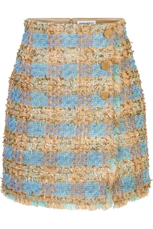Nina Ricci Tweed check-pattern A-line skirt