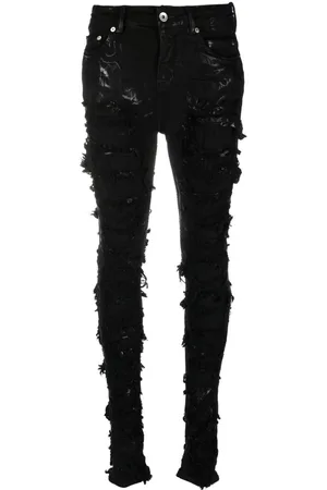 Rick Owens Detroit high-rise ripped skinny jeans
