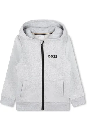 BOSS - Cotton zip-up hoodie with monogram jacquard