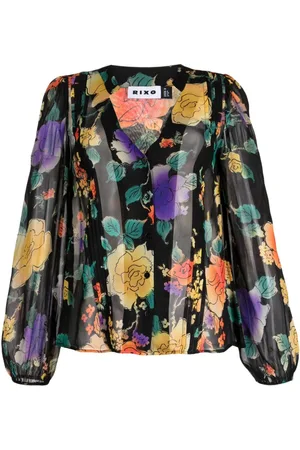 RIXO London Semi-sheer floral-print blouse