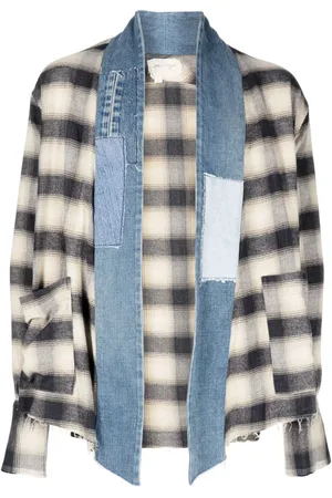 Greg Lauren Men's Striped-Blanket Boxy Kimono Jacket