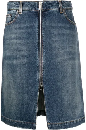 Stella McCartney Whiskering-effect denim midi skirt