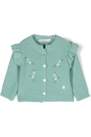 PATACHOU Floral-embroidered fine-knit cardigan