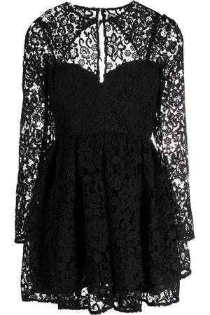 Self-Portrait Lace tie-neck minidress
