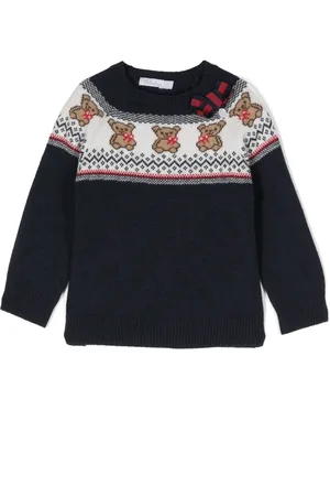 PATACHOU Bow-detail intarsia-knit jumper