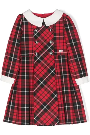 PATACHOU Tartan-check double-breasted dress