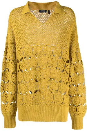 FIVE CM V-neck open-knit jumper