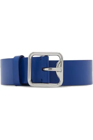 Reversible London Check and Leather Belt in Navy/blue - Men