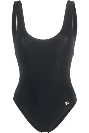 Dolce & Gabbana Logo-plaque scoop-neck swimsuit