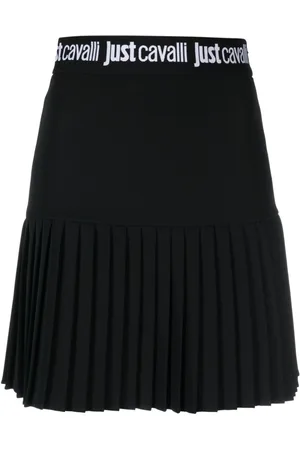 Roberto Cavalli Logo-waistband plissé miniskirt
