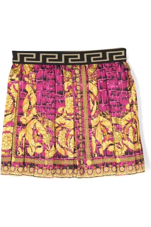 Medusa Checked Wool Skirt in Multicoloured - Versace Kids