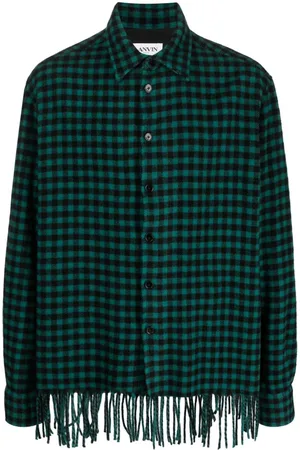 Lanvin Fringed checked wool shirt