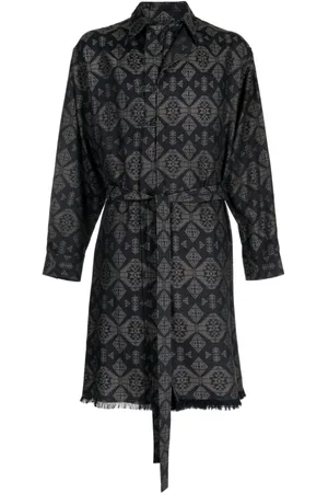 YOHJI YAMAMOTO Graphic-print cotton trench coat