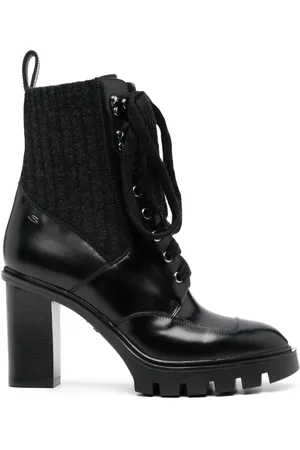 santoni 75mm lace-up leather ankle boots
