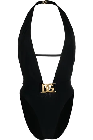 Dolce & Gabbana Logo-plaque plunge swimsuit