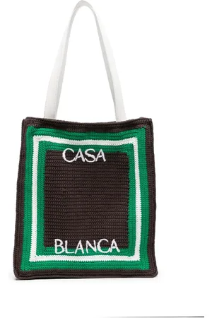 Casablanca Logo-embroidered crochet tote bag