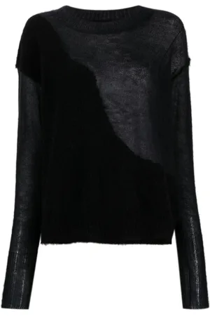 ISABEL BENENATO Crew-neck panelled fine-ribbed jumper
