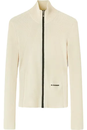 Jil Sander Logo-embroidered ribbed-knit cardigan