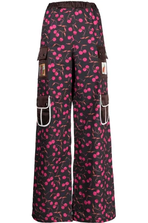 Chopova Lowena Abstract-pattern print cotton flared trousers